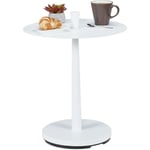 Relaxdays - Guéridon, acier, bois, h x d : 56 x 45 cm, table d'appoint de salon, console ronde au design moderne, blanc