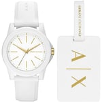 Armani Exchange Montre pour femme , mouvement à trois aiguilles, boîtier de 40 mm en nylon blanc avec bracelet en silicone, AX7126