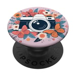 Appareil photo floral mignon photographe amateur de photographie PopSockets PopGrip Interchangeable