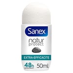 SANEX - Déodorant à Bille Natur Protect Extra Efficacité - Déodorant pour Homme et Femme à la Pierre d'Alun - Efficacité 48 h - Sans Alcool, Sans Colorants - 50 ml