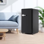 Retro Refrigerateur 76L - ave céclairage led, pieds réglables, économie d'énergie, Classe énergétique e- 45 dB - Noir