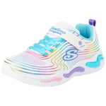 Skechers Girls Trainers, White Textile/Multi Trim, 9.5 UK