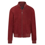 Infinity Leather Mens Soft Goat Suede MA-1 Varsity Bomber Jacket - Dalian - Burgundy - Size Large