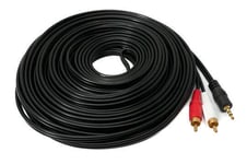 Cinch 2 RCA Cable 15 m Plug to AUX 3.5 mm Jack Plug Stereo AV in Black