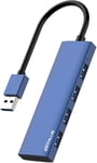 Hub Usb 3.0 En Alliage D'Aluminium Ultra Fin,Répartiteur Usb Portable À 4 Ports,Hub Usb Pour Ordinateur Portable,Pc,Macbook,Imac,Surface Pro,Mac Pro,Clé Usb,Xps ¿Bleu¿