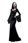 JEGERMIG Morticia Addams Dress Floor Length Halloween Role Play Costume Adams Family Costume, Black, S