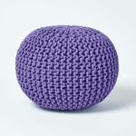 Homescapes - Pouf en tricot rond Violet