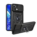 PANXIYUE Coque pour Xiaomi Mi 11 Lite 5G / 4G, Kameraschutz Handyhülle mit 360 Metal Holde，Weich TPU Bumper Stoßfest + Hart PC Rückseite Kratzfest Tough Armor Schutzhülle - Schwarz