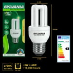 Ampoule SYLVANIA E27 8W POT 40W NÉON 3 TUBES CHAUD MINI LINX DÉMARRAGE RAPIDE