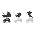 cybex GOLD 3-i-1-reisesystem med barnevogn Eos Lux inkludert bilbarnestol Aton B2 Black Moon Black