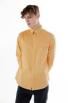 Button Down Collar Long-Sleeved Shirt with Patch Pocket