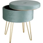 Banc Tabouret Coffre de rangement Rond aspect Velours