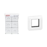 LEGRAND - Prise Electrique Murale avec Terre Mosaic Surface - Prise 2P+T + Plaque de Finition & Plaque Mosaic avec support à vis pour 2 modules - blanc