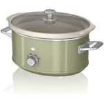 Swan Retro Slow Cooker with 3 Temperature Settings, Keep Warm 3.5L, 200W, Green