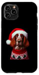 Coque pour iPhone 11 Pro Rouge irlandais et blanc avec bonnet de Père Noël pour amoureux des propriétaires de chiens