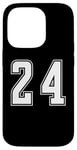 Coque pour iPhone 14 Pro Blanc Numéro 24 Équipe Junior Sports Uniforme Numéroté