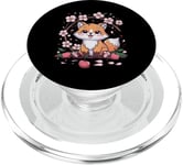 Renard kawaii avec cerises et fleurs de cerisier sakura PopSockets PopGrip pour MagSafe