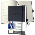 SIGEL C2503 Agenda semainier et carnet 2024/2025, A5, couverture rigide, noir - Conceptum