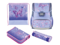 Herlitz Loop Plus Butterfly Paradise, Pennfack, Pencil pouch, Skolväska, Sport bag, Flicka, Grundskola, Ryggsäck, 17 l, Framficka, Sidoficka