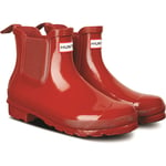 Hunter Original Chelsea Gloss Rubber WoMens Military Red Wellington Boots material_Rubber - Size UK 4