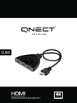 QNECT Adapter HDMI 3 in - 1 out 4K Pigtale, 0.1m