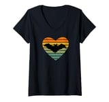 Womens I Love Flying Fox Bat Fan Retro Bat V-Neck T-Shirt