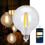 Aigostar Ampoule Connectee Alexa Vintage à Filament. E27 G125 6W Smart Bulb 8...