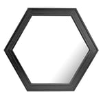 Stonebriar Miroir Mural hexagonal décoratif de 61 cm avec Cadre en Bois Peint en Noir et support de Suspension, 61 x 53,3 cm