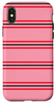 Coque pour iPhone X/XS Rose et rouge rayé mignon girly esthétique Preppy Stripe