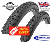 2 x Schwalbe Black Jack 26 x 2.0 Bicycle Tyres Plus PV Tubes