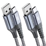 2-Pack 2M USB C Cable 3.1A Fast Car Charger Cable Compatible for iPhone 16 15 6