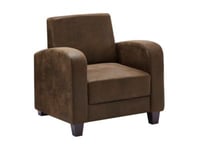 Fauteuil club en microfibre marron aspect cuir vieilli MADIE II