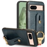 Google Pixel 8a Mobiltelefonfodral Anti-repor PU Läder+PC+TPU Armbandsfodral - Blå