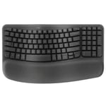 Logitech Wave Keys Wireless Ergo Keyboard Black Bluetooth 3Yr Battery Connectivity Keyboard