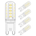 Eco.Luma G9 LED Ampoule 5W Équivalent 40W Halogène Blanc Froid 6000K, AC220-240V G9 LED Lampe, Non-Dimmable Pas de Scintillement Ampoule LED G9 Lampe, 360° Angle de Faisceau, Lot de 4