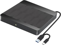 Lecteur Cd Dvd Externe Pour Pc,Graveur Cd Avec Usb3.0 Type-C Cd/Dvd +/-Rw Graveur Enregistreur,Mince Graveur Dvd Externe Pour Pc,Desktops,Windows11/10/8/7/Xp/Vista/Macos.[P206]