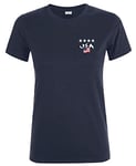 Supportershop Women's T-Shirt with 4 USA Stars, womens, 5060672805711, blue, M