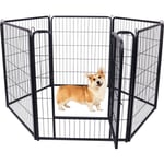 Aufun - 6-Tlg Enclos Pliable pour Chiots Parc pour Animaux de 80cm de Haut, Verrouillage Automatique, Chiots Parc avec Porte - Noir