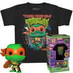 Figurine Funko Pop - Tortues Ninja - Michelangelo (Black Light) - T-Shirt