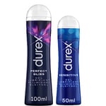 Durex - Lot de 2 Gels Lubrifiants intimes sexuels Sensitive 50ml - Perfect Gliss Lubrifiant Anal Silicone 100ml