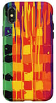 Coque pour iPhone X/XS Orange Abstrait Carreaux Arc-en-ciel Pride Art