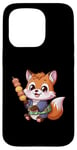 Coque pour iPhone 15 Pro Renard kawaii avec Hanami Dango