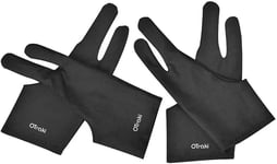 Lot de 4 Gants de Dessin Élastiques pour Tablette Droitier Gaucher, Gant d'artiste Anti-fouling Gants à Deux Doigts pour Dessiner Tablette Graphique et Pad Pro (8.5x20cm, Noir)