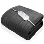 XL Electric Heated Throw Soft Fleece Grey Over Sofa Blanket, Timer, Washable