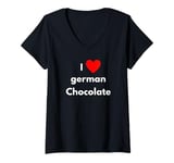 Womens Fun Graphic-I Love german chocolate V-Neck T-Shirt