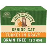 James Wellbeloved Senior Grain Free Turkey in Gravy 12 Pouches, Hypoallergenic Wet Cat Food, Pack of 1 (12 x 85 g)