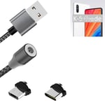 Data charging cable for Motorola One Vision with USB type C and Micro-USB adapte