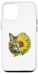 Coque pour iPhone 12/12 Pro Chat mignon jaune assis parfum tournesol papillon