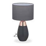 relaxdays Lampe de chevet tactile, E14, moderne, H x D : 49 x 28 cm, avec abat-jour en tissu, choix de couleurs