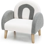 Fauteuil pour Enfants en Peluche Teddy et Éponge, Canapé avec Dossier et Accoudoirs Confortables, pour 3 à 5 Ans, Gris - Goplus